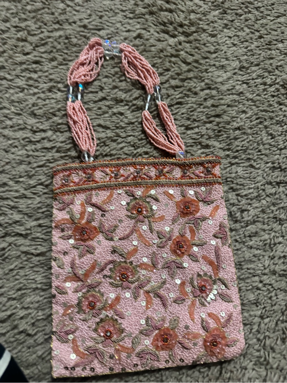 Y2K vintage new with tags  Beaded Floral Evening Clutch with silk interior